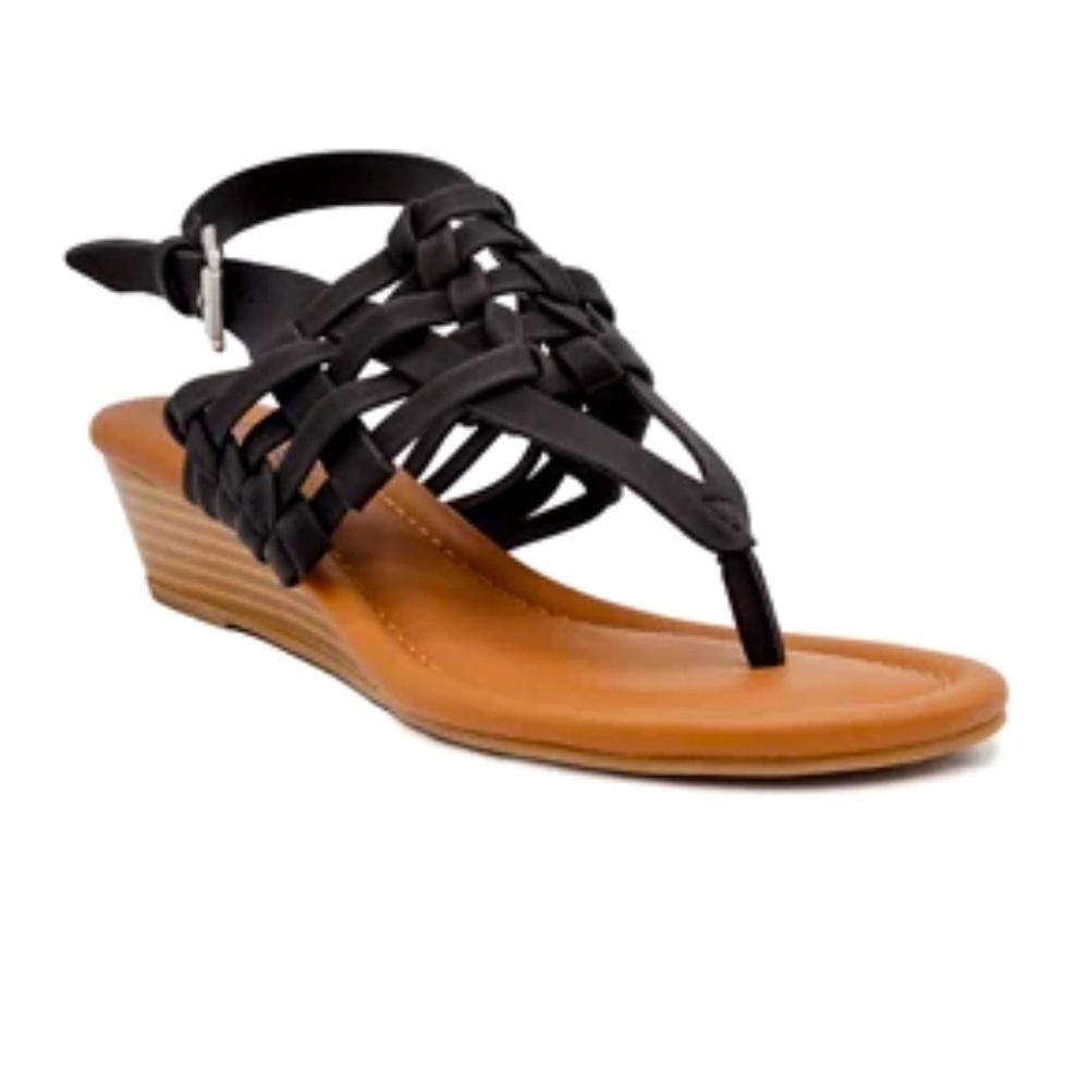Women’s Open Toe Sandals Sugar Simone Demi-Wedge Sandals Black Size 9 NEW